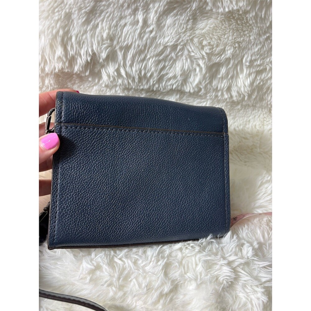 Michael Kors Crossbody Bag Womens Small Navy Blue Turn Lock w/ COA - Picture 7 of 13